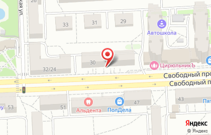 Магазин Швейный клуб в Железнодорожном районе на карте
