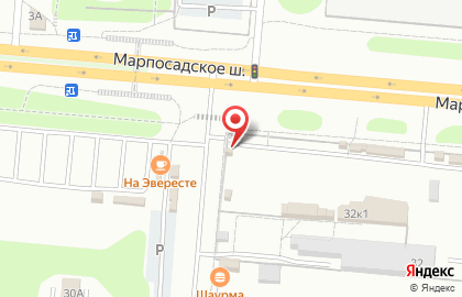 Киоск по продаже фастфудной продукции на Марпосадском шоссе на карте