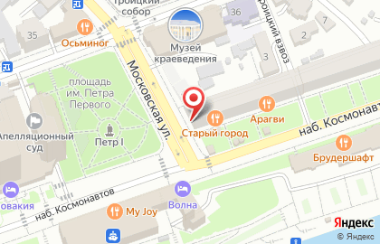 Продовольственный магазин на набережной Космонавтов на карте