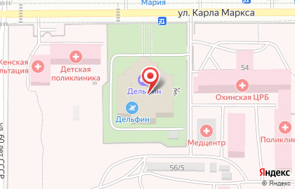 Спортивно-оздоровительный комплекс Дельфин на улице Карла Маркса на карте