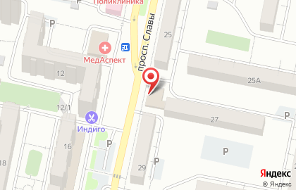 Розничная сеть по продаже мясной продукции Давлекановский мясокомбинат на проспекте Славы на карте