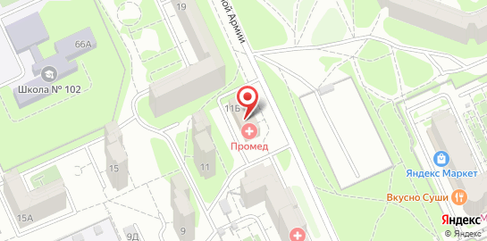 Гастропроктологический медицинский центр Промед на улице 8-й Воздушной Армии на карте