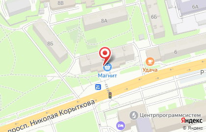 Супермаркет Магнит на проспекте Николая Корыткова на карте