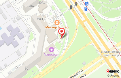 Киоск по продаже фруктов и овощей в Олимпийском микрорайоне на карте