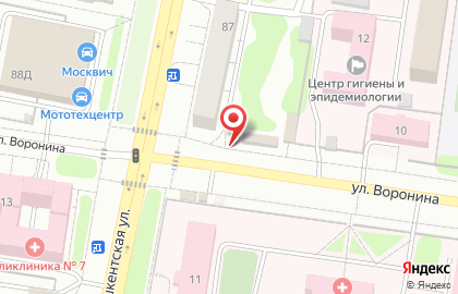 Мастерская на улице Воронина на карте