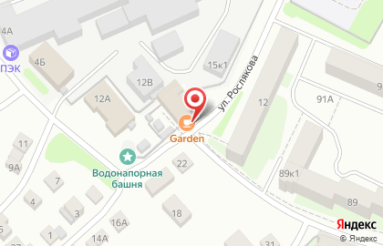 Кафе-ресторан Garden на улице Рослякова на карте