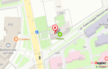 Кафе-бистро на улице Александра Матросова на карте