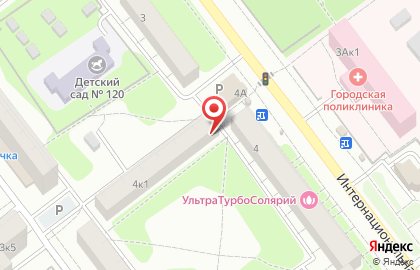 Продовольственный магазин на Интернациональной улице на карте