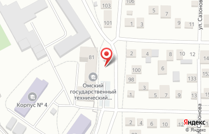 Общежитие, ОмГТУ на улице Долгирева на карте