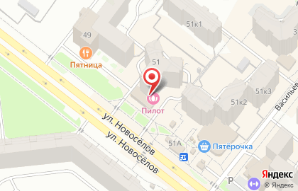 Кафе-бар Пилот на улице Новосёлов на карте
