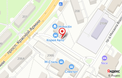 Шиномонтажная мастерская на проспекте Красной Армии на карте