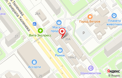 Магазин Славянка на проспекте Генерала Тюленева на карте