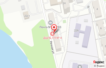 Долгопрудненская центральная городская больница в мкн Водники на Речной улице на карте