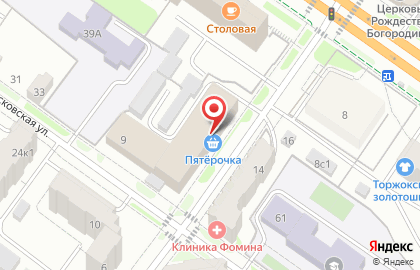 Супермаркет Пятёрочка в Вагжановском переулке на карте