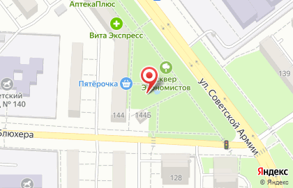 Киоск по продаже фруктов и овощей на улице Советской Армии на карте
