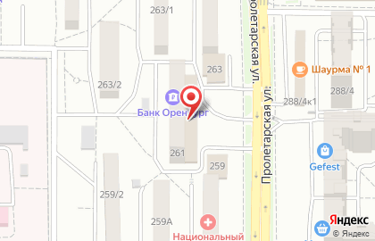 Банк Оренбург на Пролетарской улице на карте
