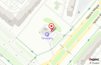 Татнефть на проспекте Мира, 74б в Нижнекамске на карте
