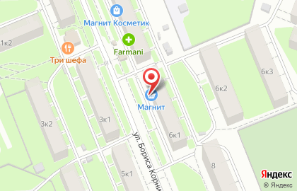 Супермаркет Магнит на улице Бориса Корнилова на карте