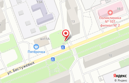Киоск печатной продукции Центропечать на улице Бестужевых на карте