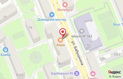Кафе грузинской кухни Амра на улице Бабушкина на карте