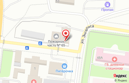 Пожарно-спасательная часть №65 в Больничном переулке на карте