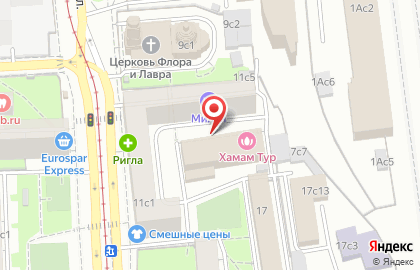 Азимут на Павелецкой на карте