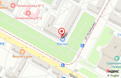 Супермаркет Магнит у дома в Краснооктябрьском районе на карте