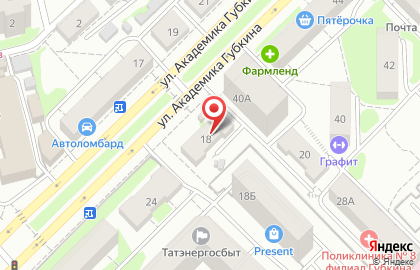 Продуктовый магазин на улице Академика Губкина, 18 на карте