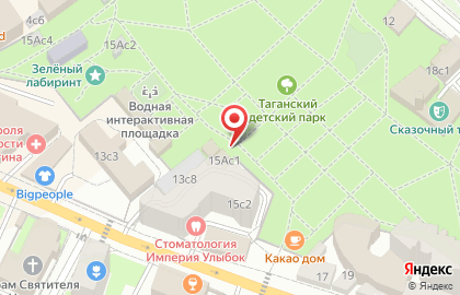 Таганский детский парк в Москве на карте