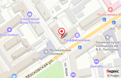 Банкомат Райффайзенбанк, АО, филиал в г. Орле на Московской улице, 17 на карте