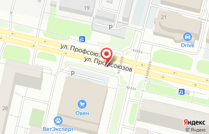 Киоск по продаже хлебобулочных и кондитерских изделий на улице Профсоюзов на карте
