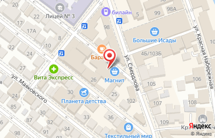 Супермаркет Магнит в Астрахани на карте