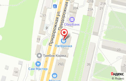 Супермаркет Пятёрочка на Придорожной улице в Строителе на карте