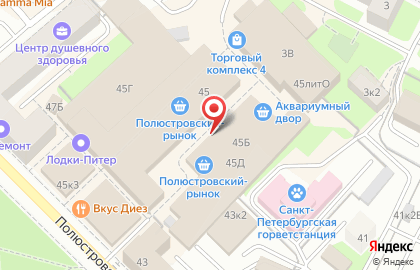 Магазин зоотоваров ДиВа на Полюстровском проспекте на карте