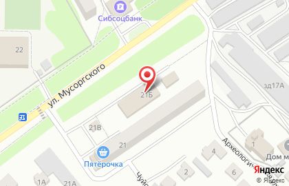 Магазин Универсал на улице Мусоргского на карте
