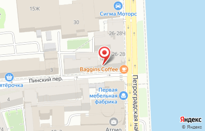 Кафе Brukva на Петроградской набережной на карте