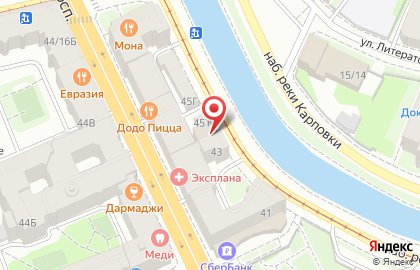Гостиница Амстердам в Санкт-Петербурге на карте