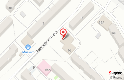 Супермаркет Магнит в Молодёжном проезде на карте