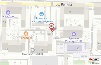 Отделение банка КБ Кубань кредит в проезде Репина на карте