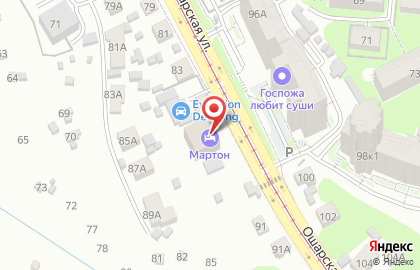 Отель Мартон в Нижнем Новгороде на карте