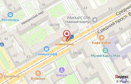 Кафе Шесть шампуров в Василеостровском районе на карте