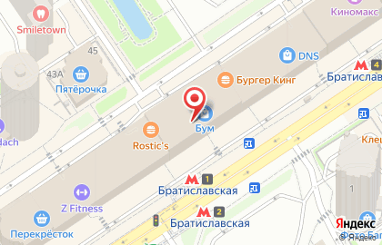 Перекресток на Братиславской на карте