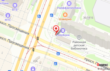 Салон связи МегаФон на проспекте Просвещения на карте