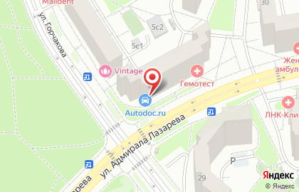 Сеть магазинов автотоваров и запчастей Autodoc.ru на улице Адмирала Лазарева на карте