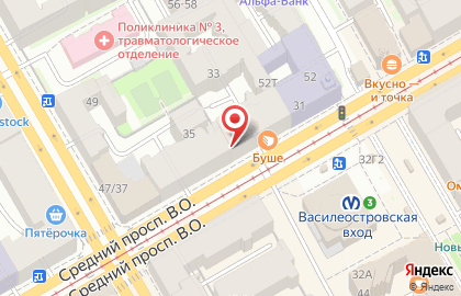 Банкомат СберБанк на Среднем проспекте В.О., 33 на карте