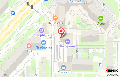 Универсам Пятёрочка на улице Бунина, 3 на карте