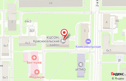 Комплексный центр социального обслуживания населения Красносельского района на 2-ой Комсомольской улице на карте