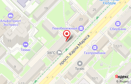 Новосибирский филиал Банкомат, БИНБАНК на проспекте Карла Маркса на карте