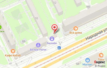 Киоск по продаже фруктов и овощей, Невский район на Народной улице на карте