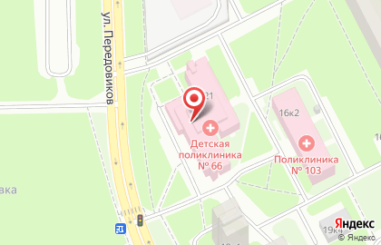 Детская городская поликлиника №68 на улице Передовиков на карте